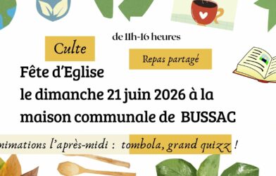Fête d&rsquo;église: dimanche 21 juin à la maison communale de Bussac