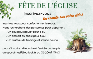 Eglise protestante recherche cuisinier-cuisinière